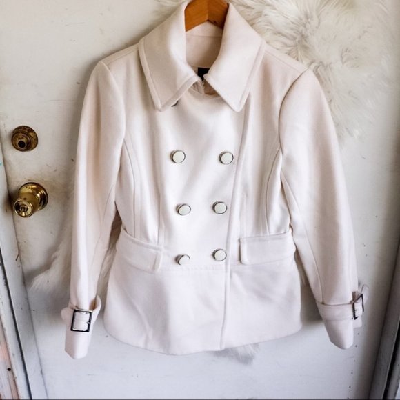 Nordstrom Jackets & Blazers - Nordstrom Off White Wool Button Dress Coat